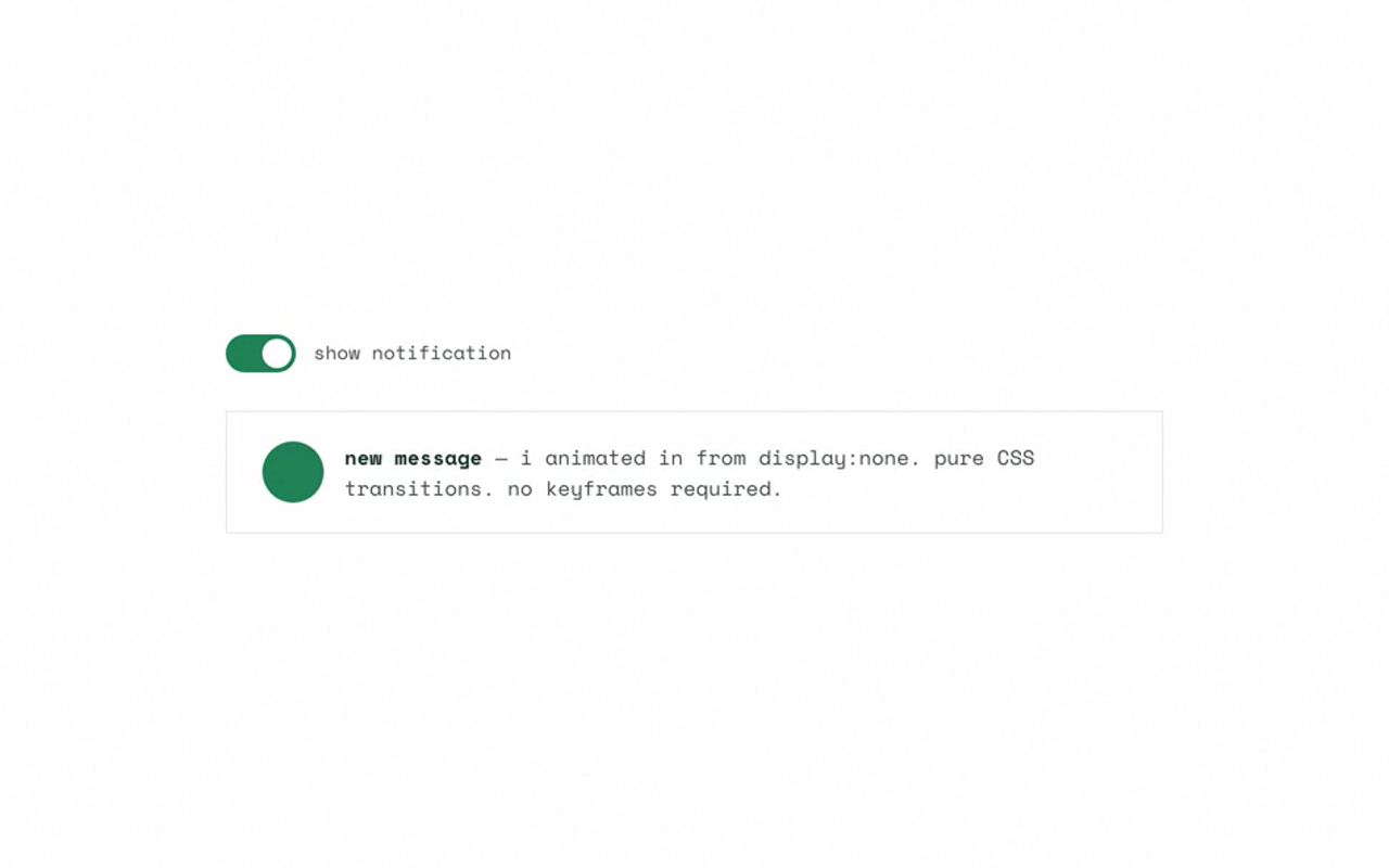 Entry Animations From display:none preview
